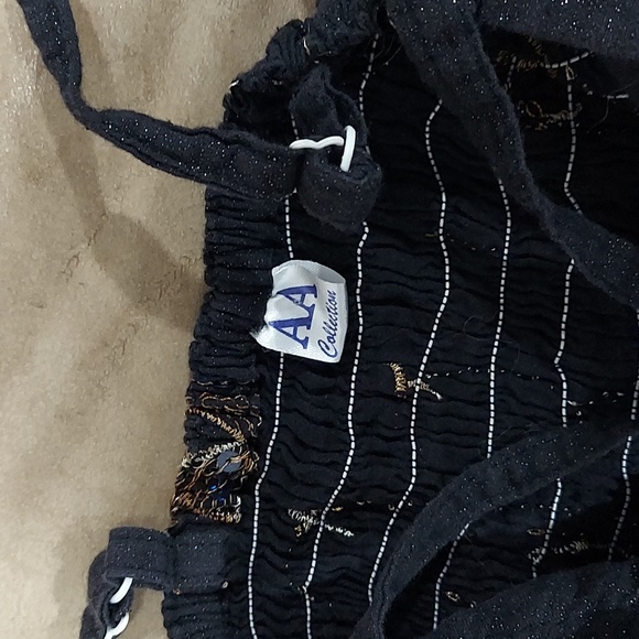 AA collection black with sparkle fabric embroidered floral dress sequins Est S - Picture 7 of 7